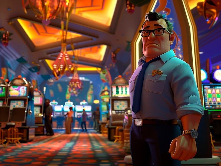 Vibrant neon-lit casino floor representing immersive entertainment at jilibee in the Philippines